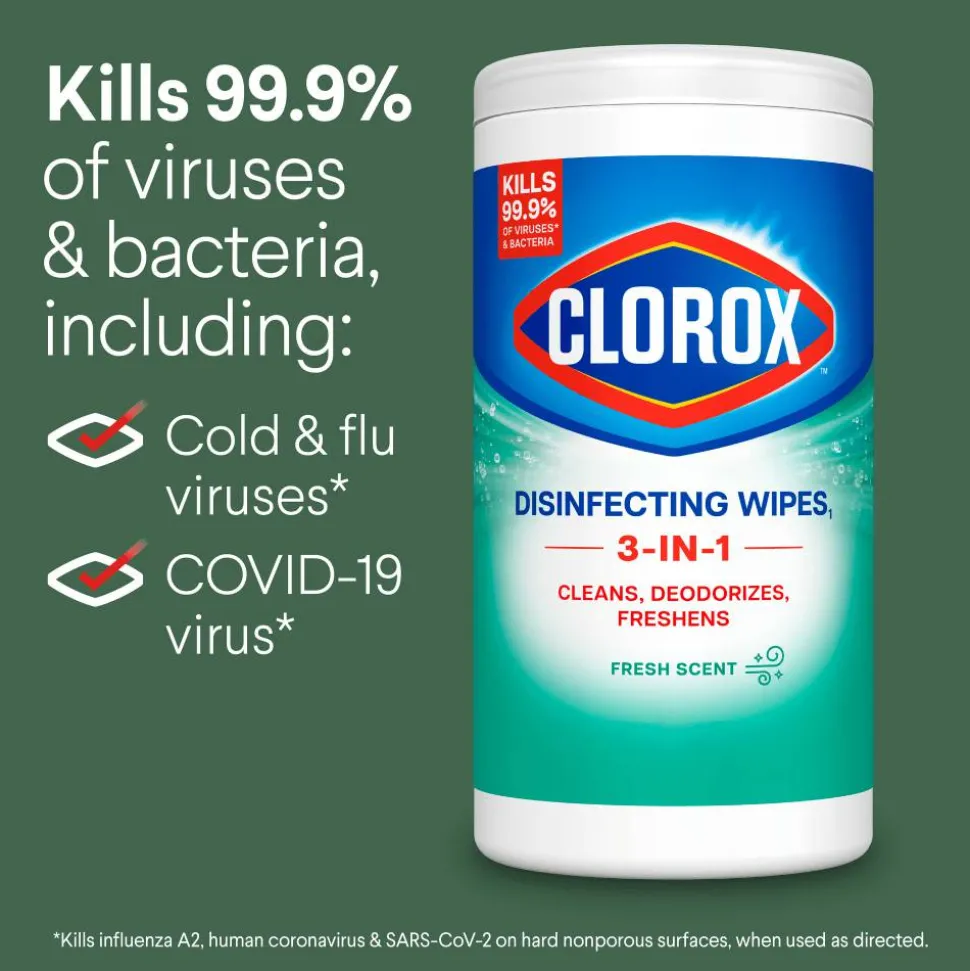 Clorox Disinfecting Wipes, Bleach Free Cleaning Wipes Fresh - 75 Wipes per Canister, 6 Canisters