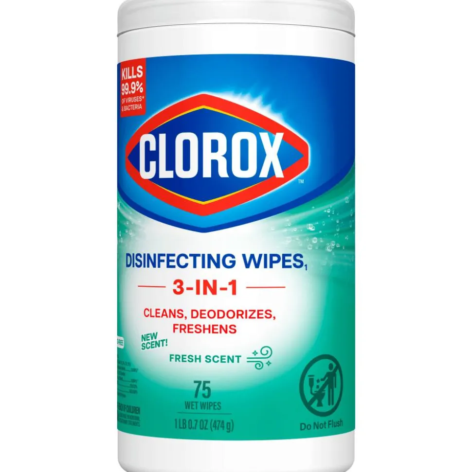 Clorox Disinfecting Wipes, Bleach Free Cleaning Wipes Fresh - 75 Wipes per Canister, 6 Canisters