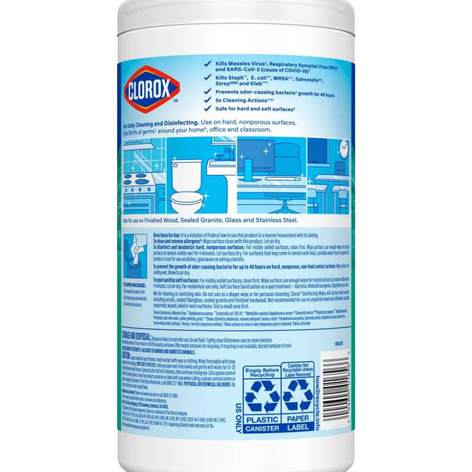 Clorox Disinfecting Wipes, Bleach Free Cleaning Wipes Fresh - 75 Wipes per Canister, 6 Canisters