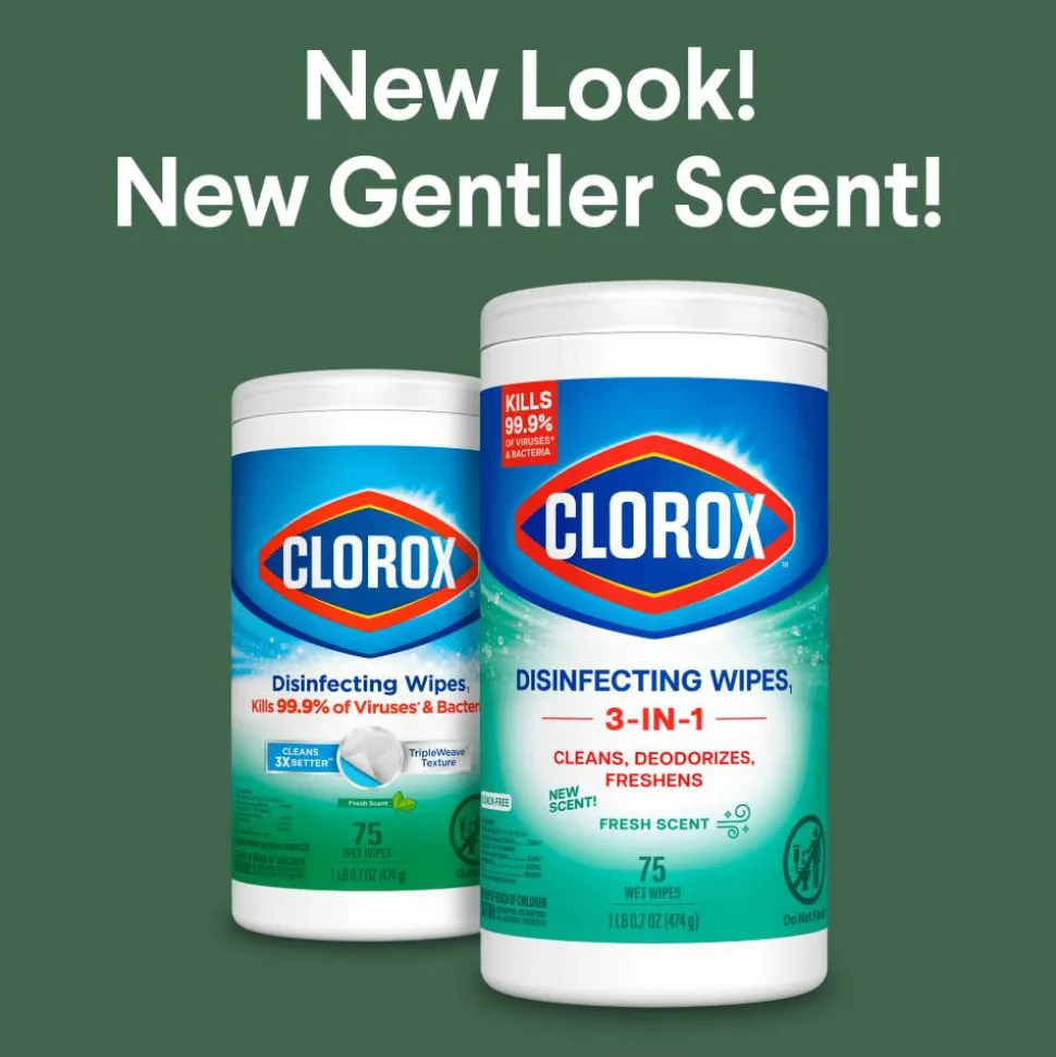 Clorox Disinfecting Wipes, Bleach Free Cleaning Wipes Fresh - 75 Wipes per Canister, 6 Canisters