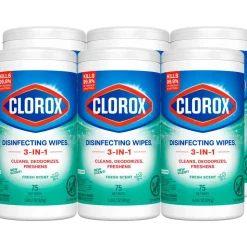 Clorox Disinfecting Wipes, Bleach Free Cleaning Wipes Fresh - 75 Wipes per Canister, 6 Canisters