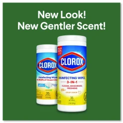 Clorox Disinfecting Wipes, Bleach Free Cleaning Wipes, 1-Ply, 7 x 8, Crisp Lemon, White, 35/Canister, 12 Canisters/Carton