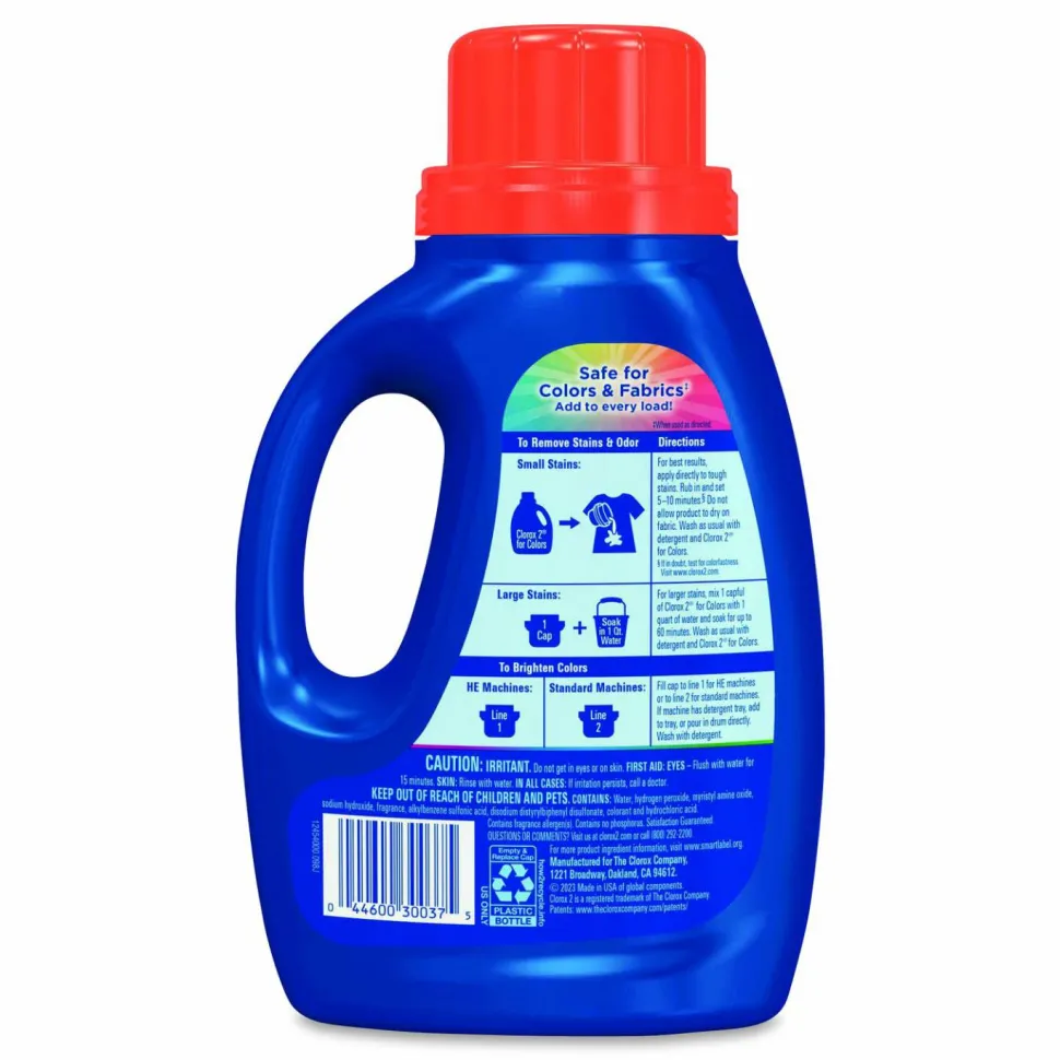 Clorox 2 For Colors Stain Remover and Laundry Additive, Bleach Free, Original Scent, 33 oz Bottle, 6/Carton