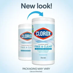 Clorox Free & Clear Cleaning Wipes, Fragrance Free, 75 Wipes Per Canister