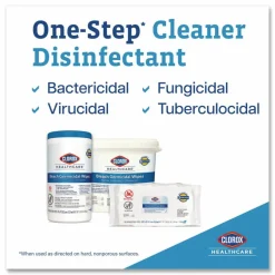 Clorox Healthcare Bleach Germicidal Wipes, 150 Wipes Per Canister, Case Of 6 Canisters