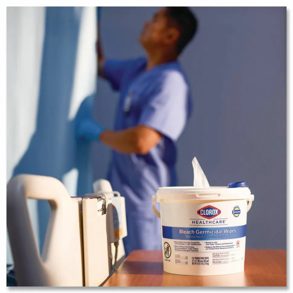 Clorox Healthcare Bleach Germicidal Wipes, 150 Wipes Per Canister, Case Of 6 Canisters