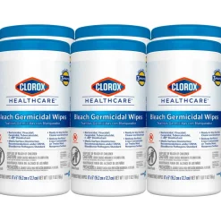 Clorox Healthcare Bleach Germicidal Wipes, 150 Wipes Per Canister, Case Of 6 Canisters