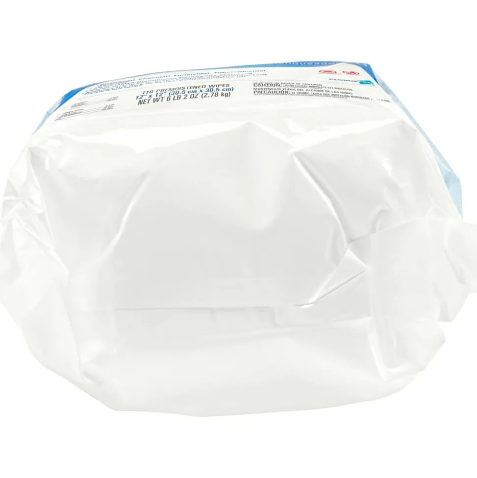 Clorox Healthcare Bleach Germicidal Wipes, 12" x 12", White, 110 Wipes Per Pack, Case Of 2 Packs
