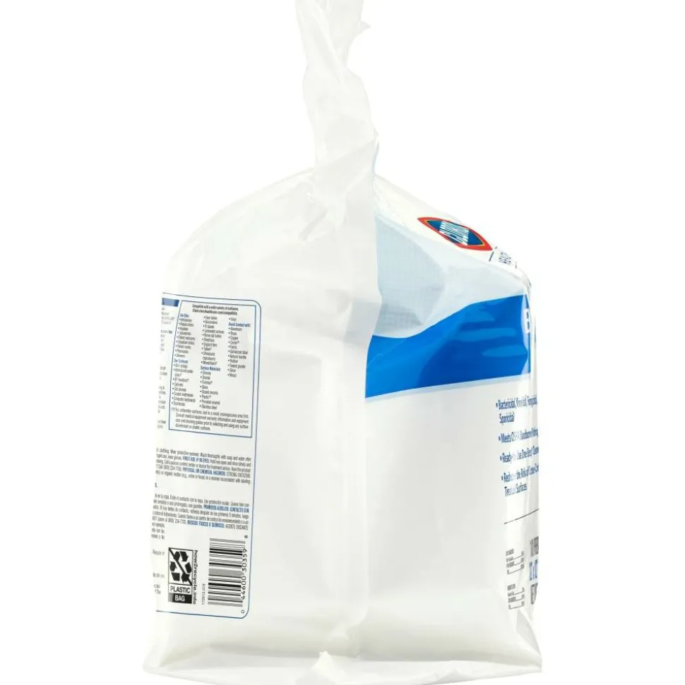 Clorox Healthcare Bleach Germicidal Wipes, 12" x 12", White, 110 Wipes Per Pack, Case Of 2 Packs
