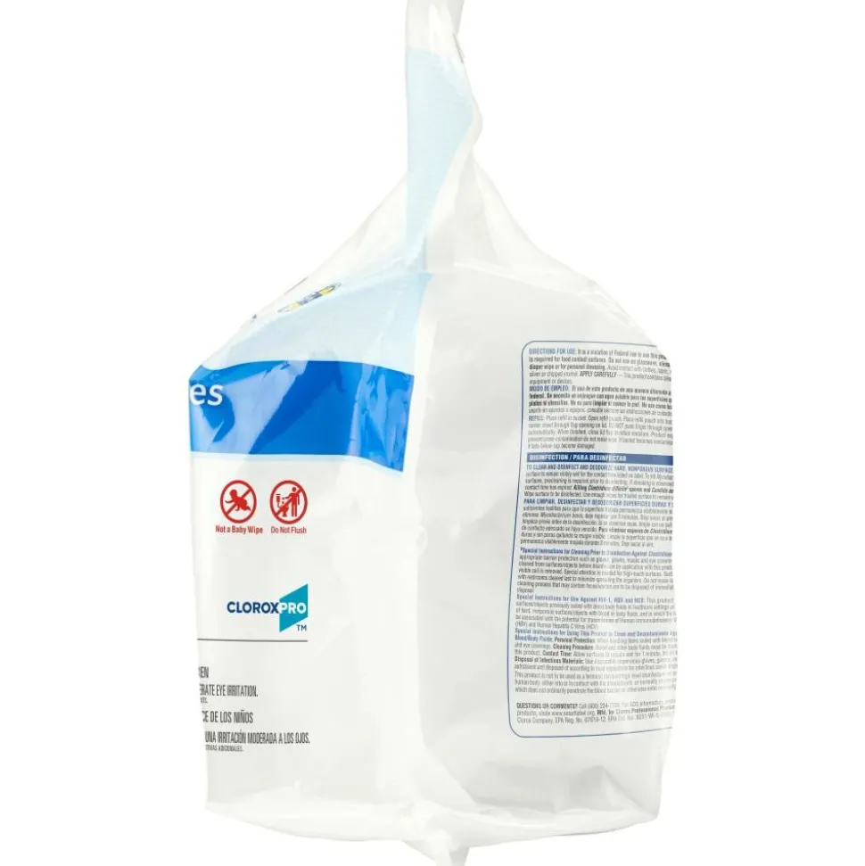 Clorox Healthcare Bleach Germicidal Wipes, 12" x 12", White, 110 Wipes Per Pack, Case Of 2 Packs