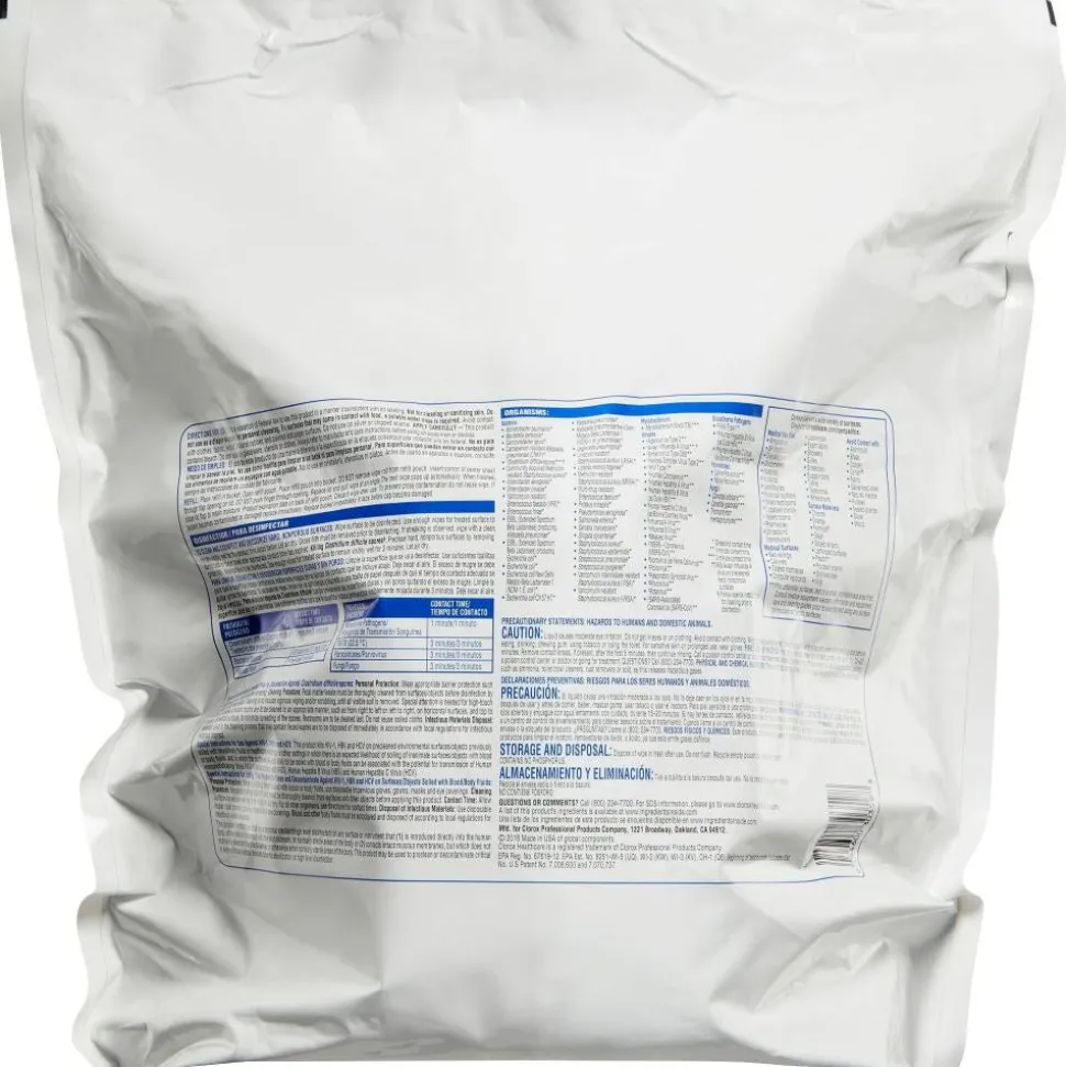 Clorox Healthcare Bleach Germicidal Wipes, 12" x 12", White, 110 Wipes Per Pack, Case Of 2 Packs