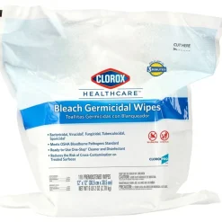 Clorox Healthcare Bleach Germicidal Wipes Refill - Ready-To-Use Wipe - 110 / Bag - 1 Each - White