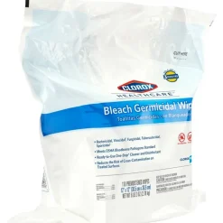 Clorox Healthcare Bleach Germicidal Wipes Refill - Ready-To-Use Wipe - 110 / Bag - 1 Each - White