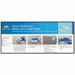 Clorox Healthcare Bleach Germicidal Wipes, 1-Ply, 12 x 12, Unscented, White, 110/Bucket, 2 Buckets/Carton