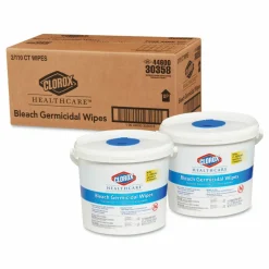 Clorox Healthcare Bleach Germicidal Wipes, 1-Ply, 12 x 12, Unscented, White, 110/Bucket, 2 Buckets/Carton