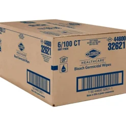 Clorox Healthcare Bleach Germicidal Wipes, 1-Ply, 6.75 x 9, Unscented, White, 100 Wipes/Flat Pack, 6 Packs/Carton
