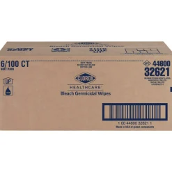 Clorox Healthcare Bleach Germicidal Wipes, 1-Ply, 6.75 x 9, Unscented, White, 100 Wipes/Flat Pack, 6 Packs/Carton