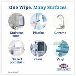 Clorox Healthcare Dispatch Hospital Cleaner Disinfectant Towels with Bleach, 1-Ply, 6.75 x 8, Unscented, White, 150/Canister