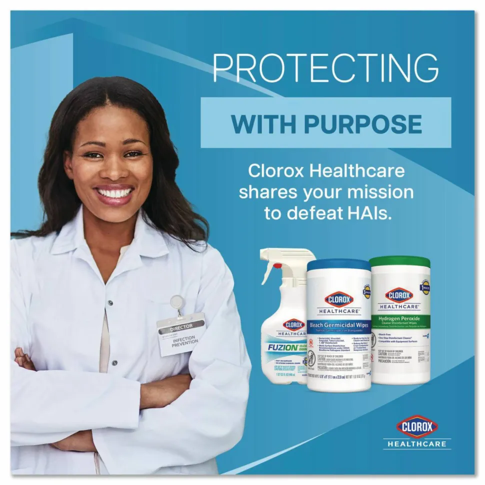 Clorox Healthcare Hydrogen Peroxide Cleaner Disinfectant Wipes, 12 x 11, Unscented, White, 185/Bucket, 2 Buckets/Carton