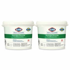 Clorox Healthcare Hydrogen Peroxide Cleaner Disinfectant Wipes, 12 x 11, Unscented, White, 185/Bucket, 2 Buckets/Carton