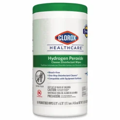 Clorox Healthcare Hydrogen Peroxide Cleaner Disinfectant Wipes, 5.75 x 6.75, Unscented, White, 155/Canister, 6 Canisters/Carton