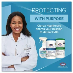 Clorox Healthcare Hydrogen Peroxide Cleaner Disinfectant Wipes, 5.75 x 6.75, Unscented, White, 155/Canister, 6 Canisters/Carton