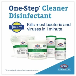Clorox Healthcare Hydrogen Peroxide Cleaner Disinfectant Wipes, 5.75 x 6.75, Unscented, White, 155/Canister, 6 Canisters/Carton