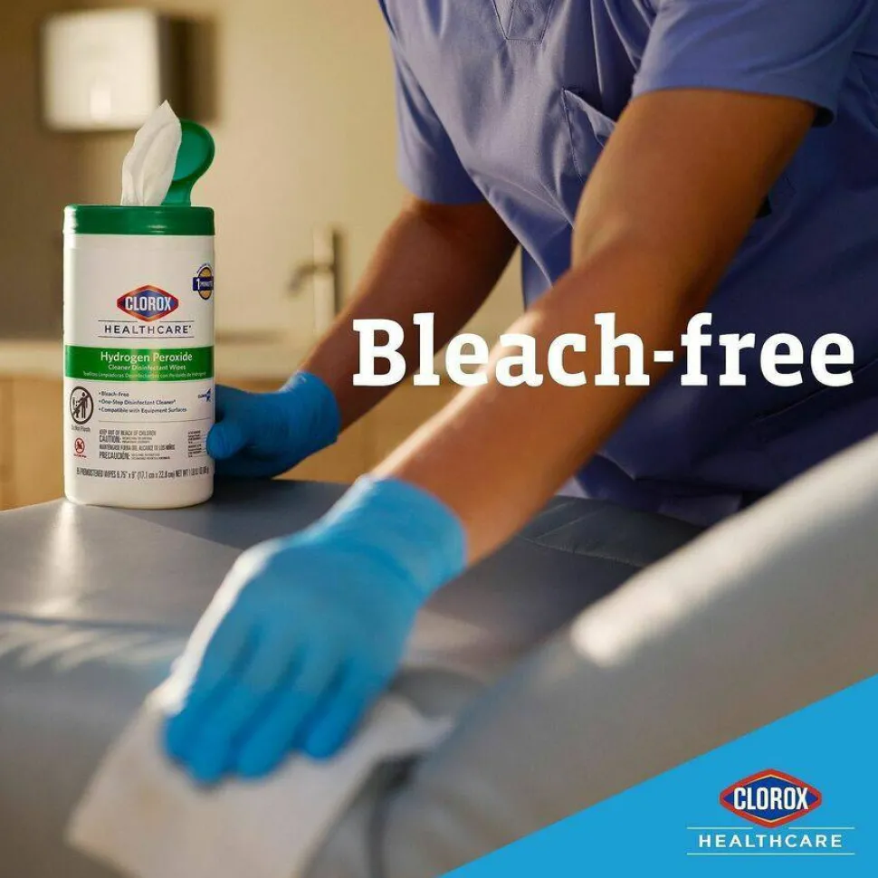 Clorox Healthcare Hydrogen Peroxide Disinfecting Wipes, 9" x 6 3/4", Canister Of 95 Wipes