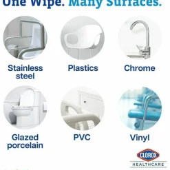 Clorox Healthcare Hydrogen Peroxide Cleaner Disinfectant Wipes - 9" Length x 6.75" Width - Bleach-free, Antibacterial - White - 95/Tub - 75 / Pallet
