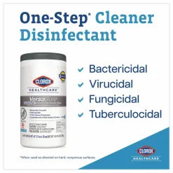 Clorox Healthcare VersaSure Cleaner Disinfectant Wipes, 1-Ply, 12 x 12, Fragranced, White, 110/Bucket