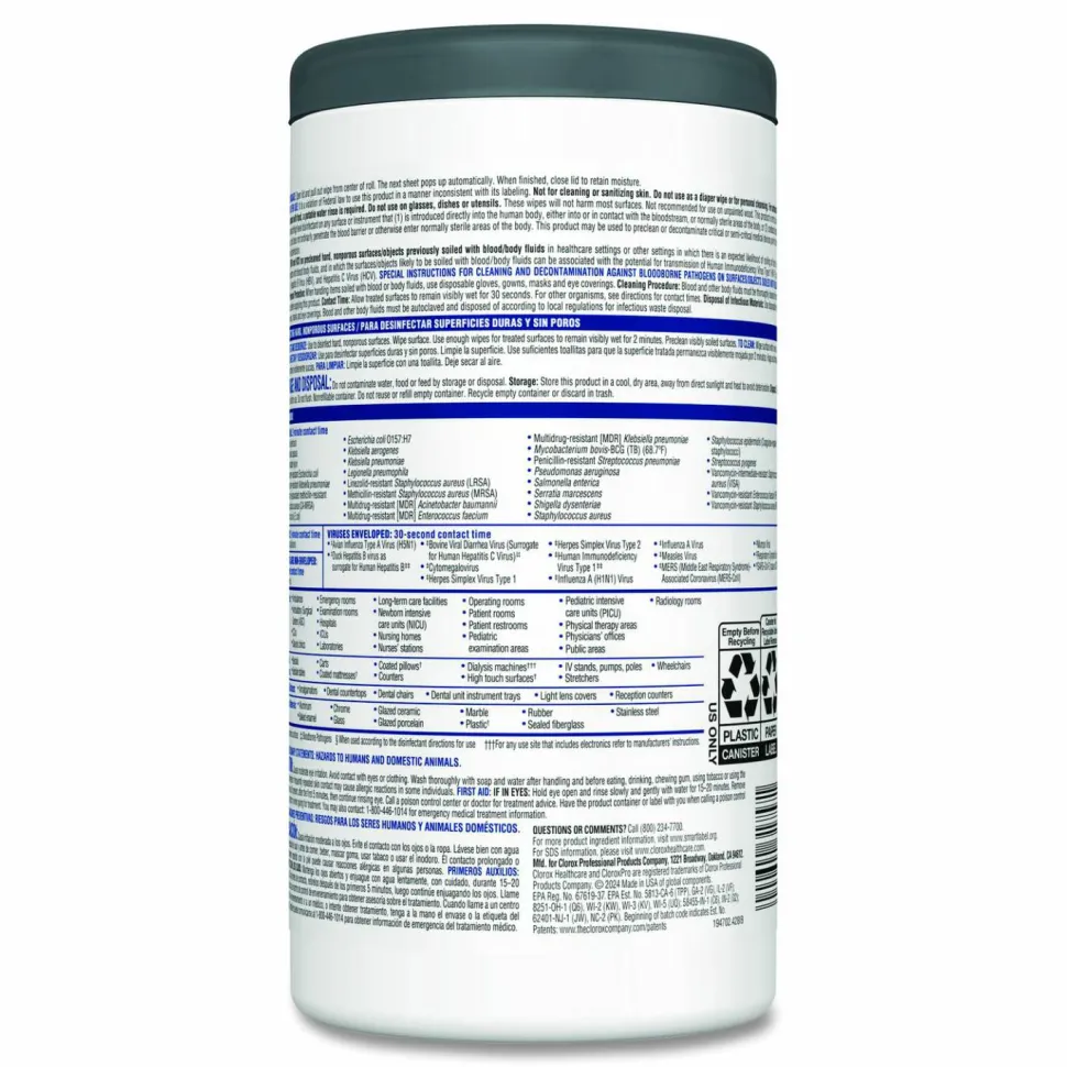 Clorox Healthcare VersaSure Cleaner Disinfectant Wipes