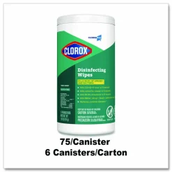 CloroxPro Clorox Disinfecting Wipes, Fresh Scent, 75 Wipes Per Canister, Box Of 6 Canisters