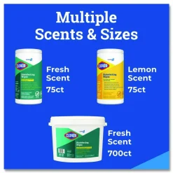 CloroxPro Clorox Disinfecting Wipes, Fresh Scent, 75 Wipes Per Canister, Box Of 6 Canisters
