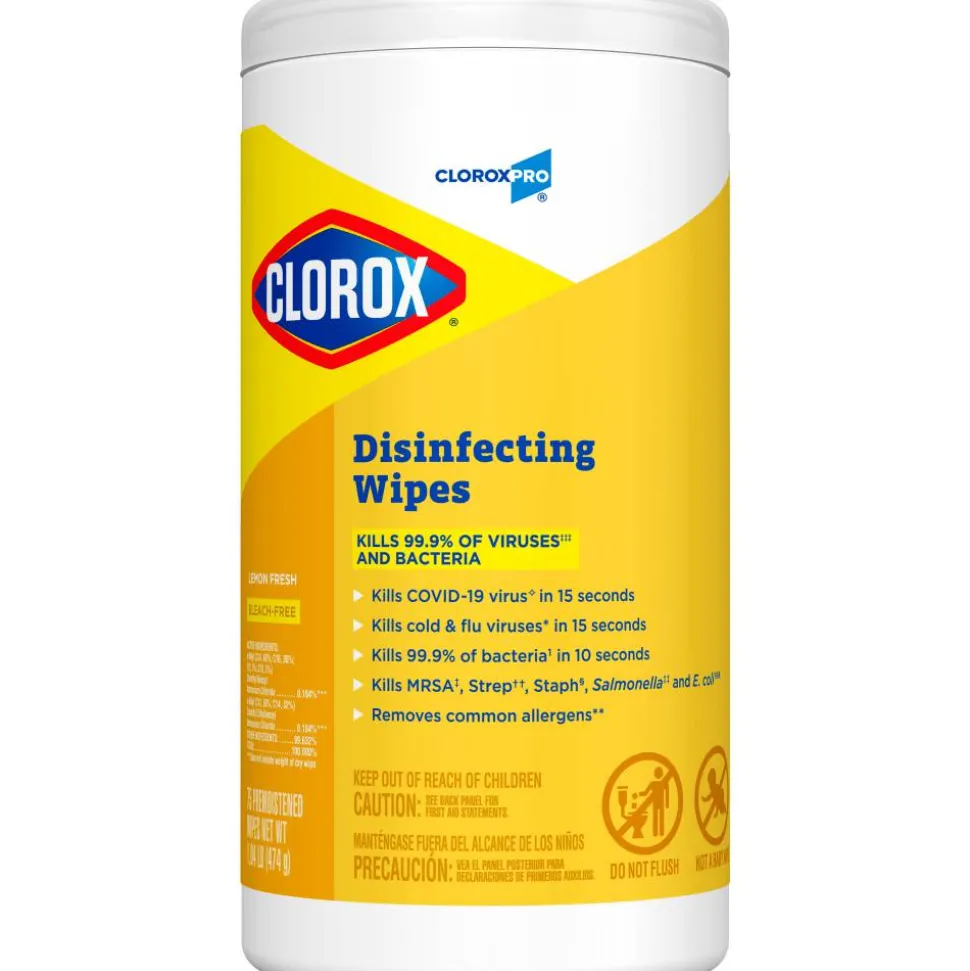 CloroxPro Clorox Disinfecting Wipes, Lemon Fresh, 75 Count (15948)