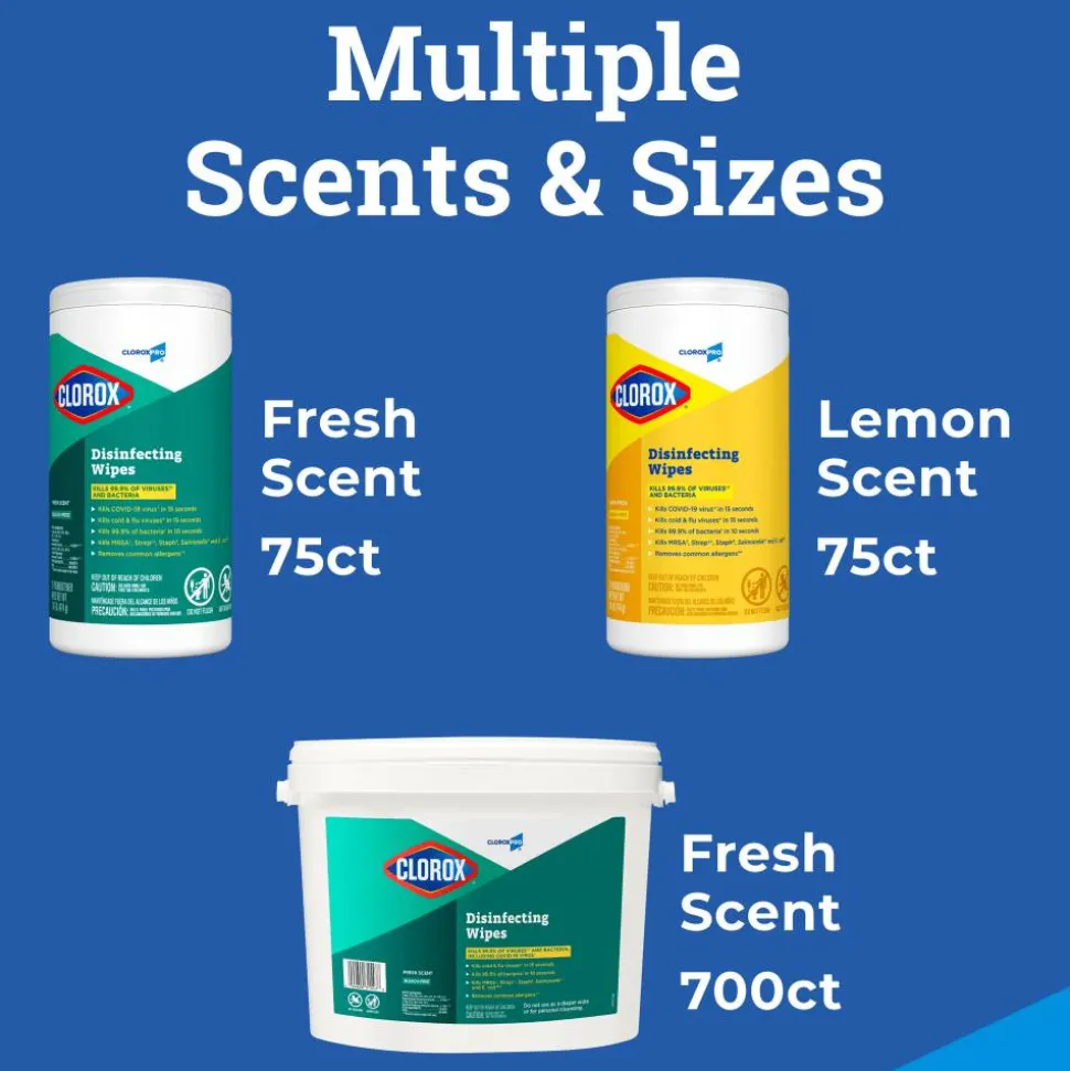CloroxPro Clorox Disinfecting Wipes, Lemon Fresh, 75 Count (15948)