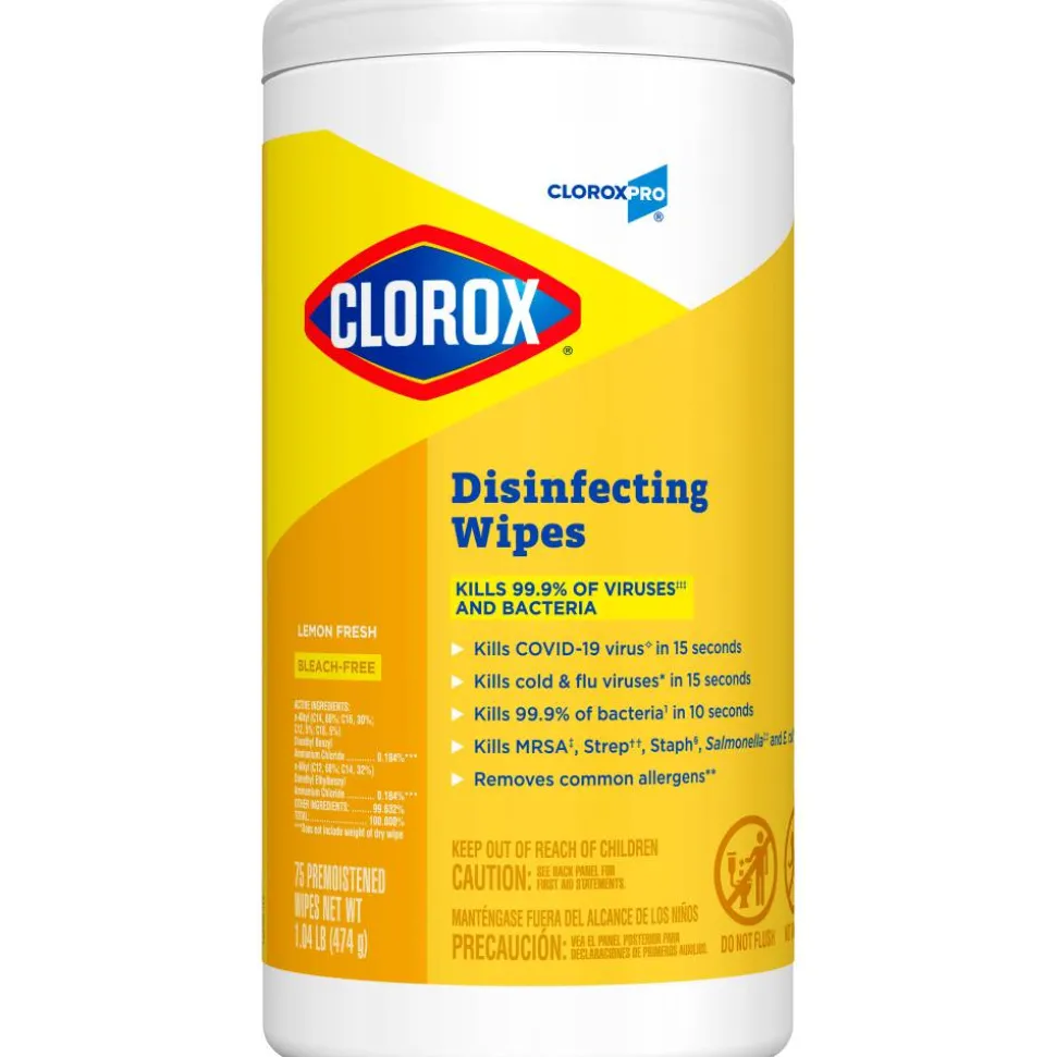 CloroxPro Clorox Disinfecting Wipes, Lemon Fresh, 75 Count (15948)