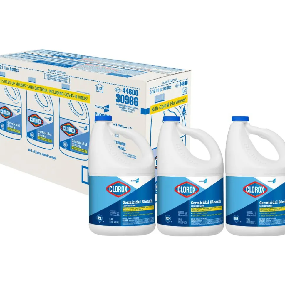 CloroxPro Clorox Germicidal Bleach, Concentrated, 121 Ounce Bottle, Pack of 3 (30966)