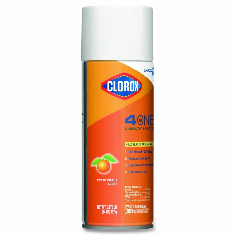 CloroxPro Clorox 4 in One Disinfectant & Sanitizer, Citrus, 14 Ounce Can