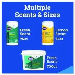 CloroxPro Disinfecting Wipes, 1-Ply, 7 x 7, Fresh Scent, White, 700/Bag Refill, 2 Bags/Carton