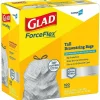 CloroxPro Glad ForceFlex Tall Kitchen Drawstring Trash Bags, 0.9 mil, 13 Gallon, Grey, Box Of 100