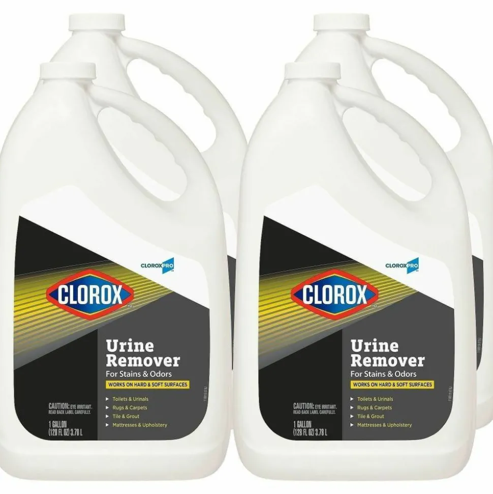 CloroxPro Urine Remover for Stains and Odors, Clean Floral Scent, 128 oz Refill Bottle, 4/Carton