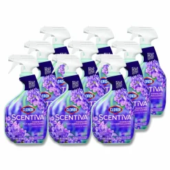 Clorox Scentiva Disinfecting Multi-Surface Cleaner, Bleach Free, Lavender and Jasmine Scent, 32 oz Spray Bottle, 9/Carton
