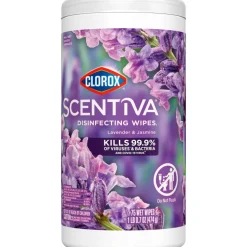 Clorox Scentiva Wipes, Bleach Free Cleaning Wipes, Lavender & Jasmine, 75 Count (60040)