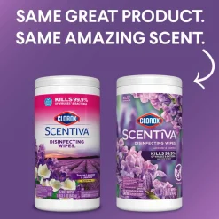 Clorox Scentiva Wipes, Bleach Free Cleaning Wipes, Lavender & Jasmine, 75 Count (60040)