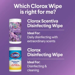 Clorox Scentiva Wipes, Bleach Free Cleaning Wipes, Lavender & Jasmine, 75 Count (60040)