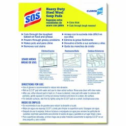 Clorox S.O.S. Steel Wool Heavy-Duty Soap Pads, 15 Per Box, Case Of 12 Boxes