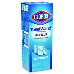 Clorox ToiletWand Toilet Cleaning Refills, Toilet Cleaning Scrubbing Pads, Blue/White, 10/Pack, 6 Packs/Carton