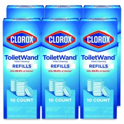Clorox ToiletWand Toilet Cleaning Refills, Toilet Cleaning Scrubbing Pads, Blue/White, 10/Pack, 6 Packs/Carton