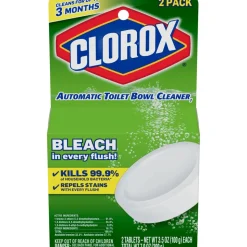 Clorox Ultra Clean Bleach Toilet Tablets, 3.5 Oz, White, Pack Of 2 Tablets