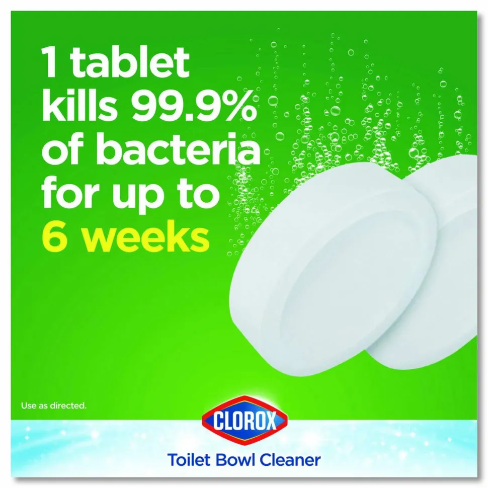 Clorox Ultra Clean Toilet Tablets Bleach - 3.50 oz (0.22 lb) - Deodorize - White - 2/Pack - 6 / Carton